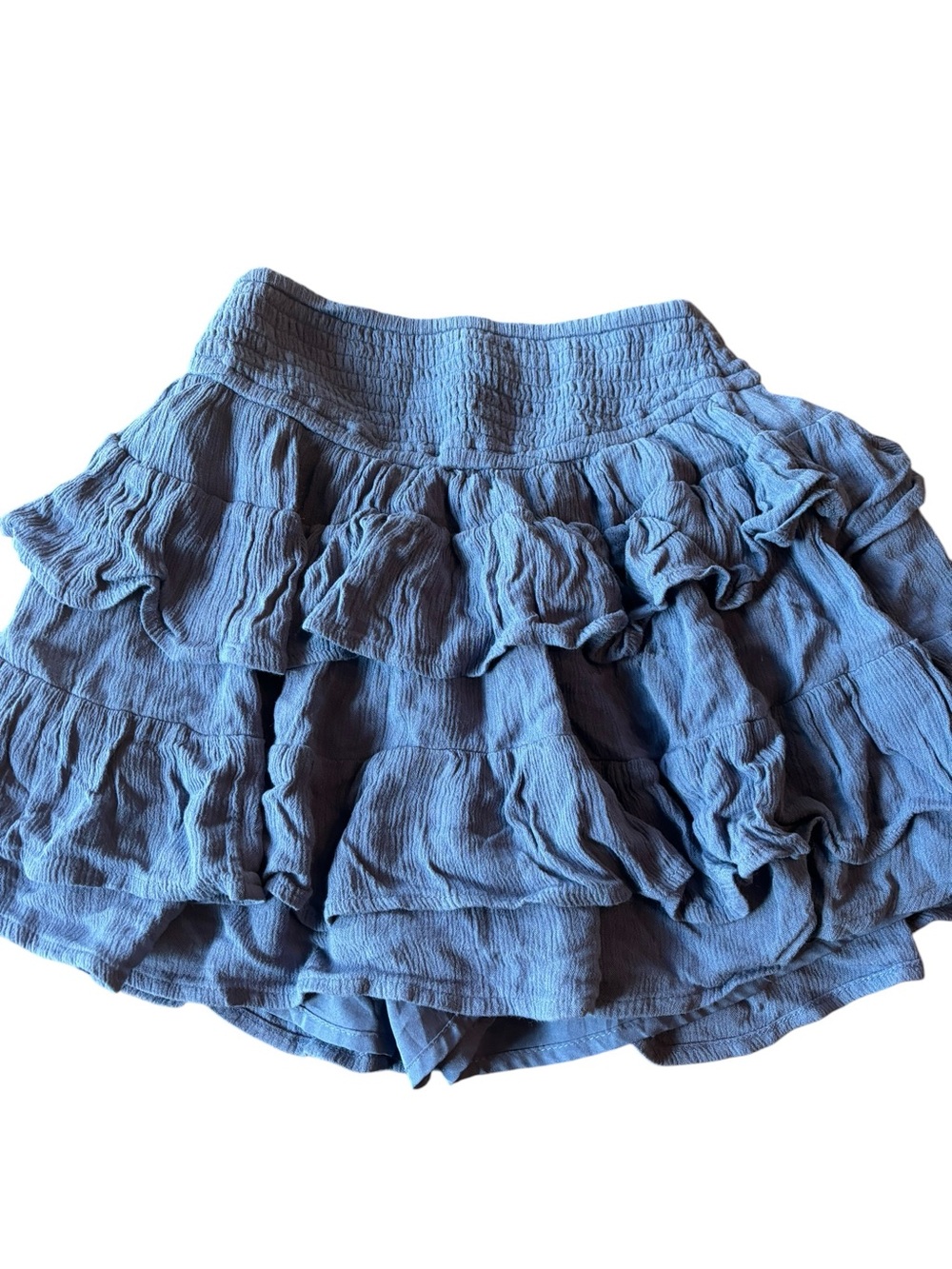 Hollister Blue Ruffle Tiered Skater Mini Skirt Size Small